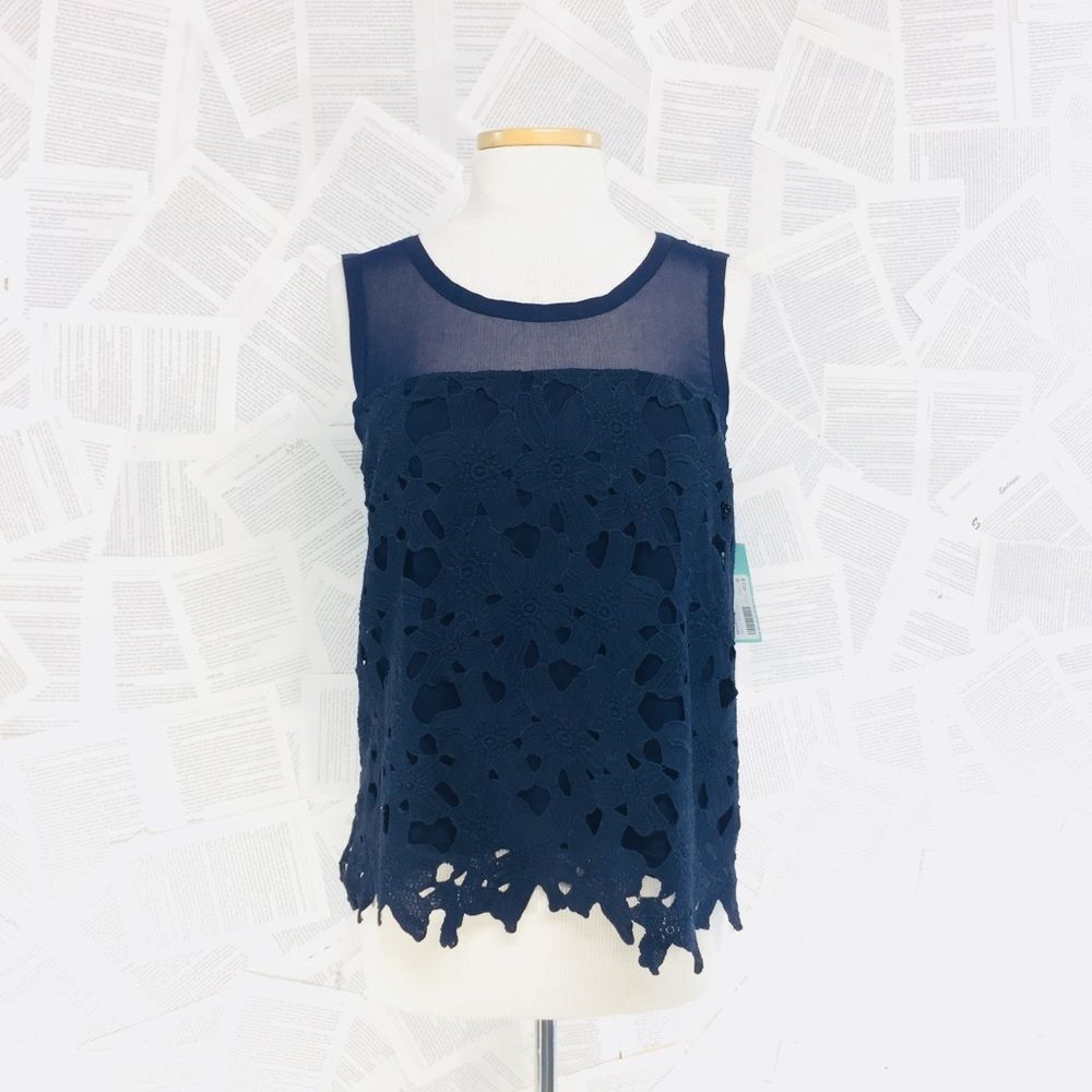 Navy Britton Ivy Stitch Fix Maloof Crochet Top M